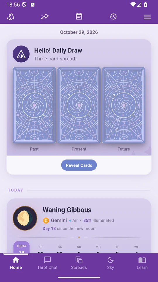 Arcantia's home screen on an Android phone